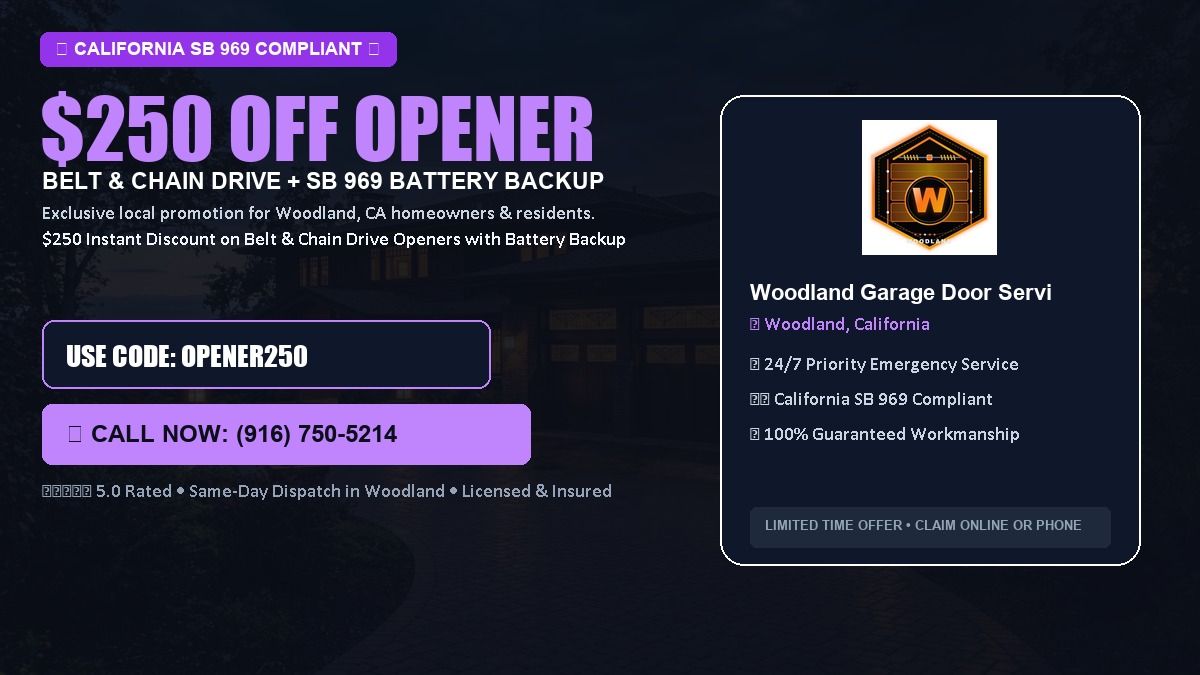 Woodland Garage Door Service $250 OFF Premium LiftMaster Opener Installation in Woodland, CA