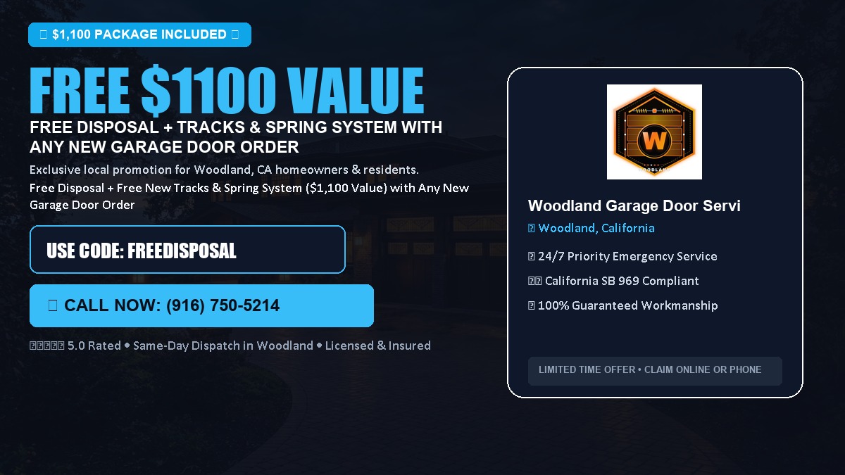 Woodland Garage Door Service FREE Haul-Away & Heavy-Duty Tracks with New Door in Woodland, CA