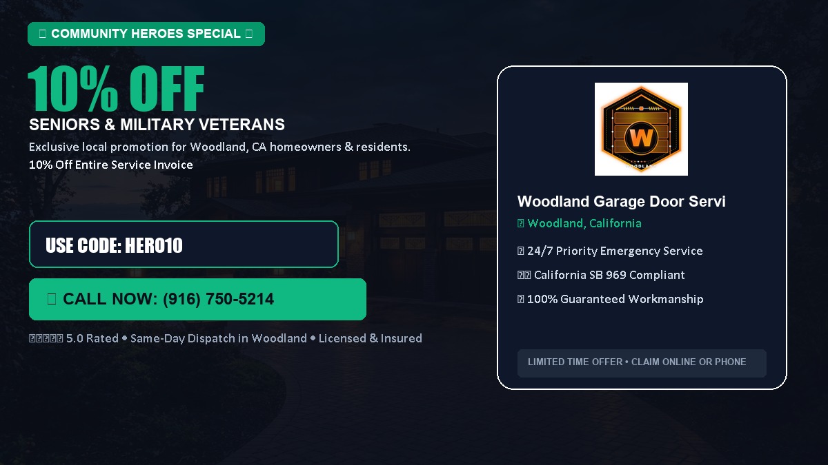 Woodland Garage Door Service 10% OFF Seniors & Military Veterans in Woodland, CA
